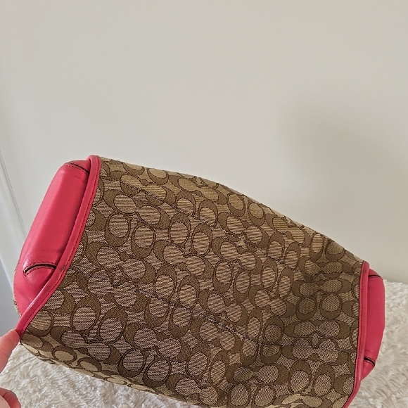 Coach Brown and Pink Hobo Shoulder Bag with Monogram - Picture 10 of 12